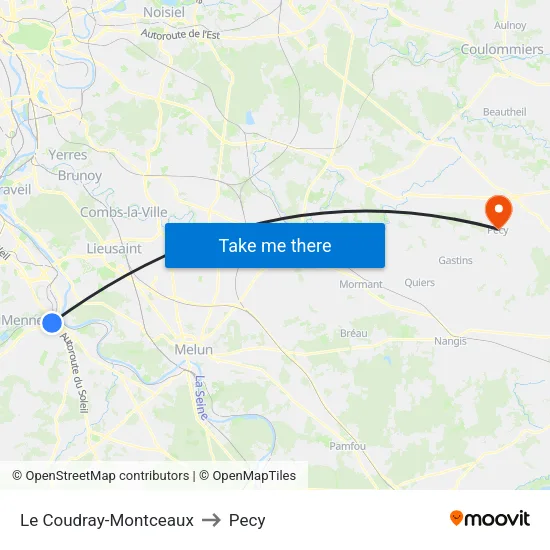 Le Coudray-Montceaux to Pecy map