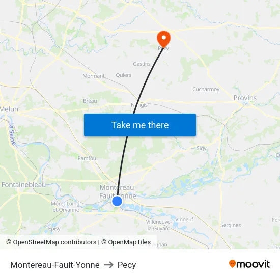 Montereau-Fault-Yonne to Pecy map