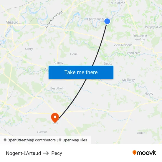 Nogent-L'Artaud to Pecy map