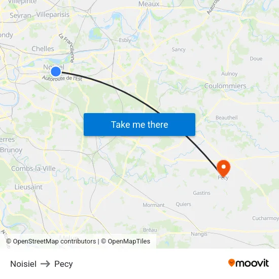 Noisiel to Pecy map