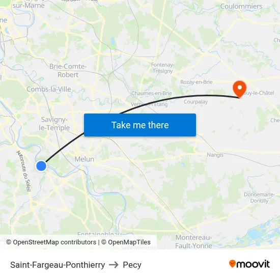 Saint-Fargeau-Ponthierry to Pecy map