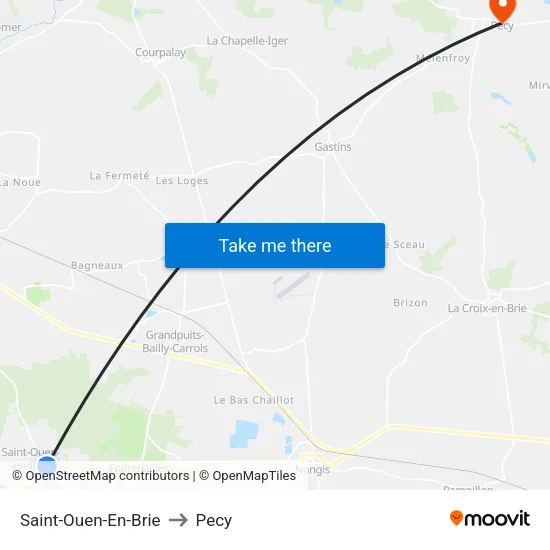 Saint-Ouen-En-Brie to Pecy map