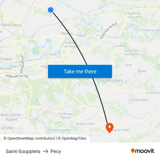 Saint-Soupplets to Pecy map