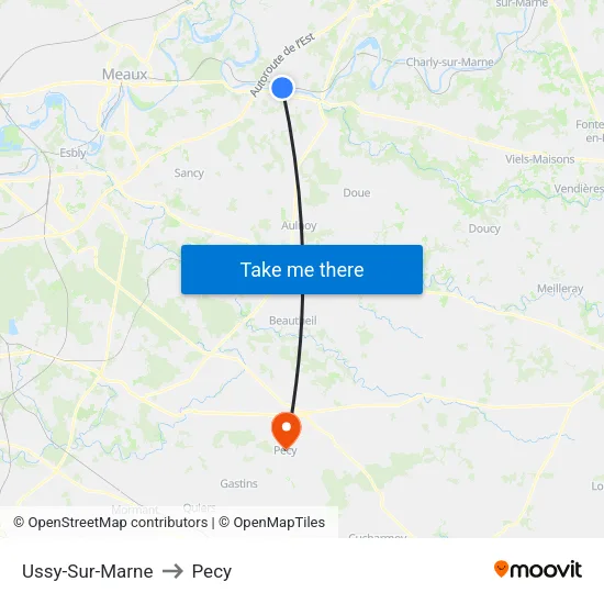 Ussy-Sur-Marne to Pecy map