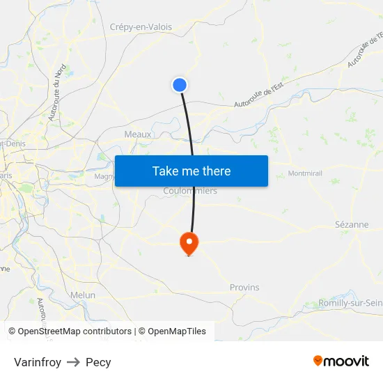 Varinfroy to Pecy map