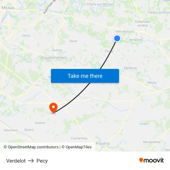 Verdelot to Pecy map