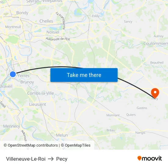 Villeneuve-Le-Roi to Pecy map