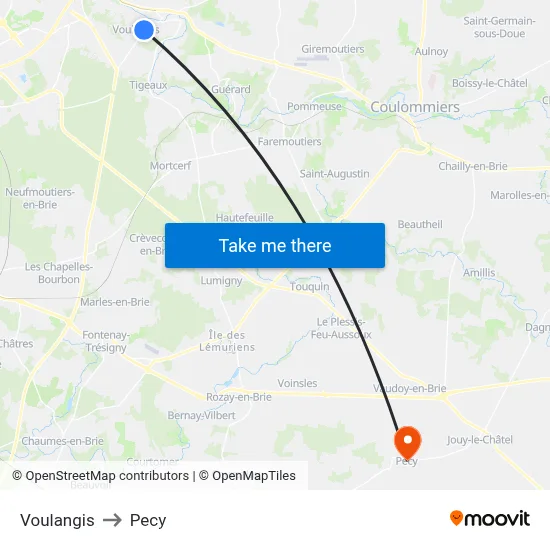 Voulangis to Pecy map