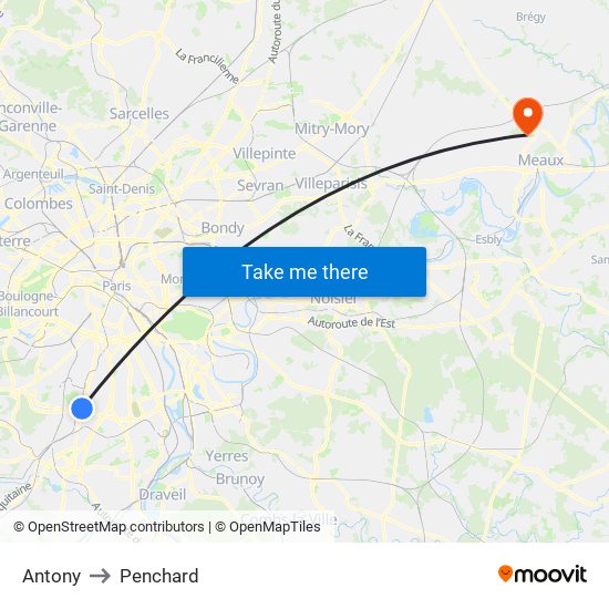 Antony to Penchard map