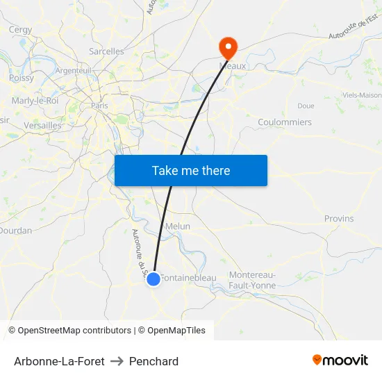 Arbonne-La-Foret to Penchard map