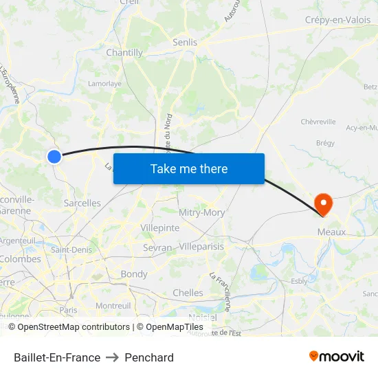 Baillet-En-France to Penchard map