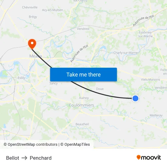 Bellot to Penchard map
