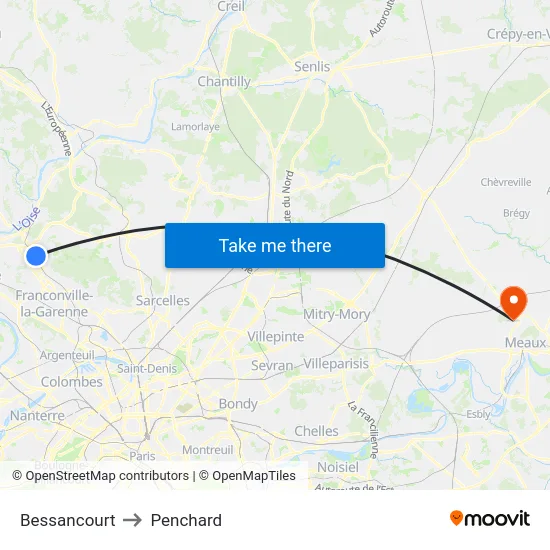 Bessancourt to Penchard map