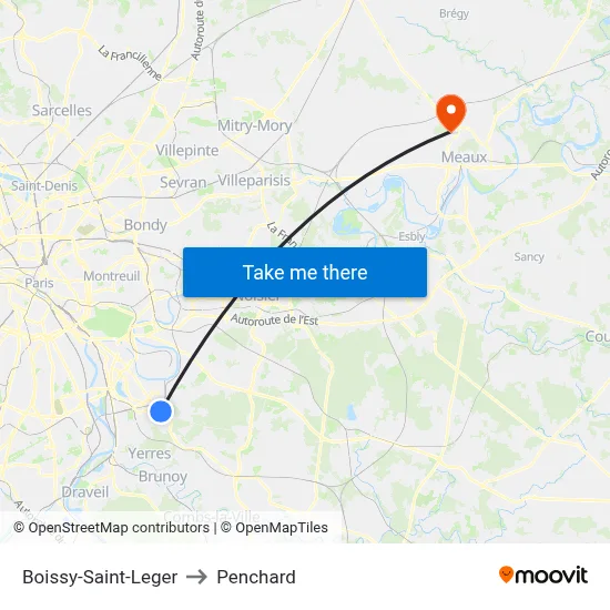Boissy-Saint-Leger to Penchard map