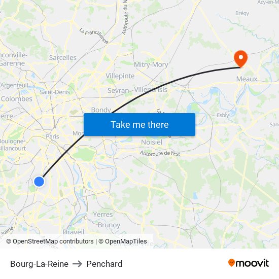 Bourg-La-Reine to Penchard map