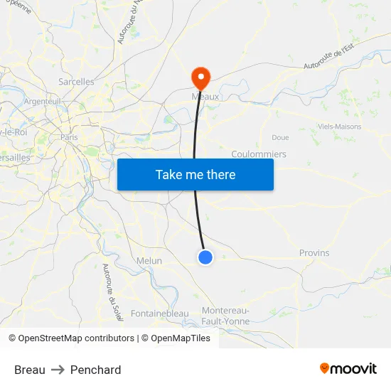 Breau to Penchard map