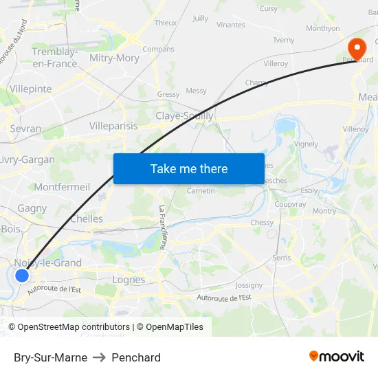Bry-Sur-Marne to Penchard map