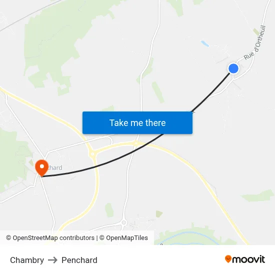 Chambry to Penchard map
