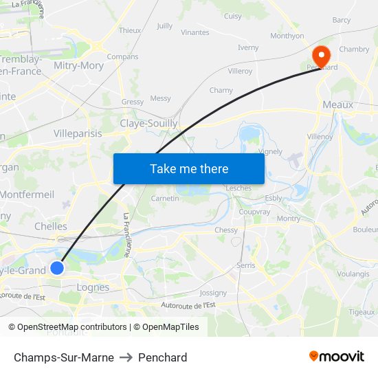 Champs-Sur-Marne to Penchard map