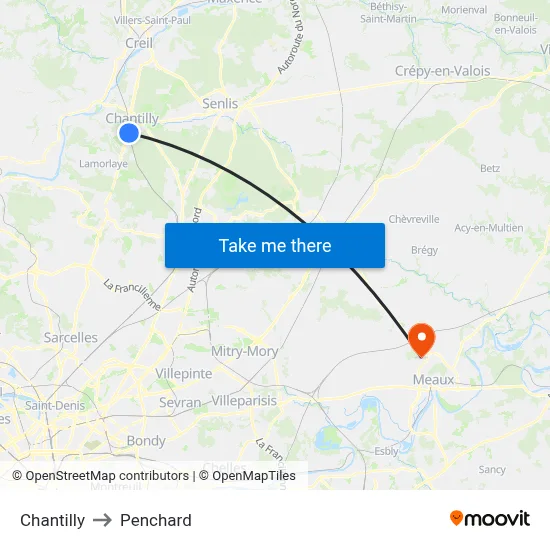 Chantilly to Penchard map