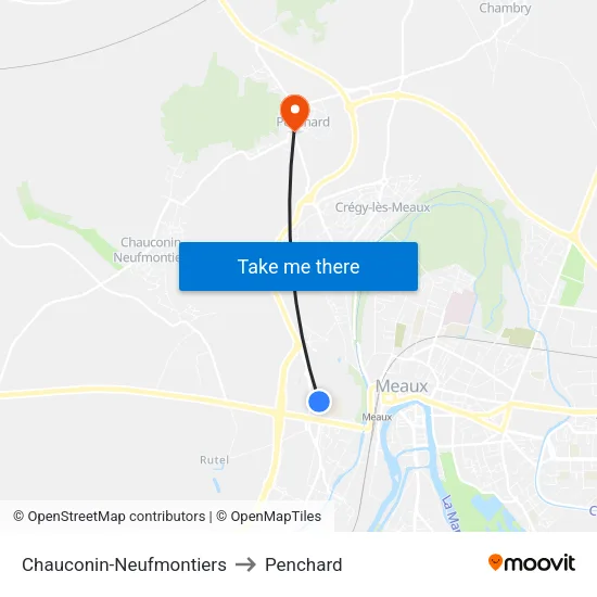 Chauconin-Neufmontiers to Penchard map