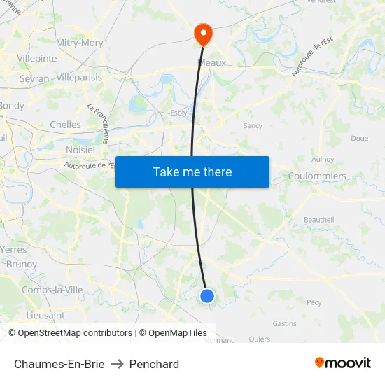 Chaumes-En-Brie to Penchard map