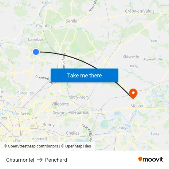 Chaumontel to Penchard map