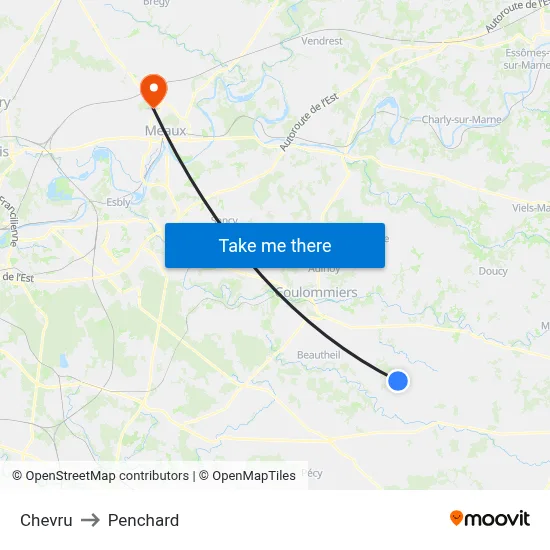 Chevru to Penchard map