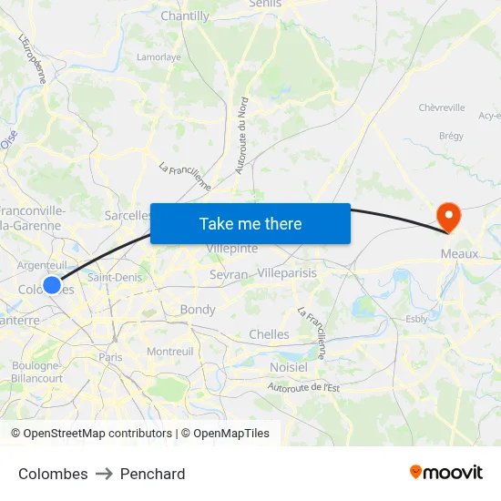 Colombes to Penchard map