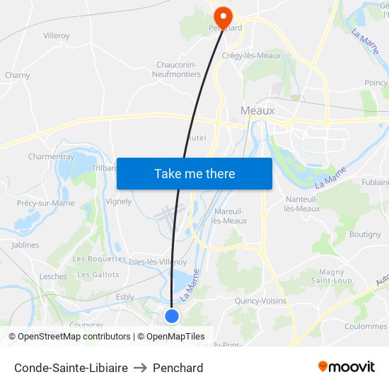 Conde-Sainte-Libiaire to Penchard map