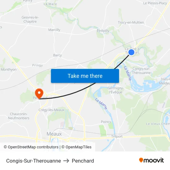 Congis-Sur-Therouanne to Penchard map