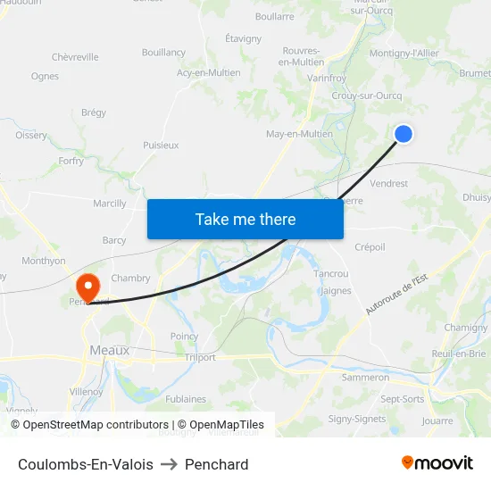 Coulombs-En-Valois to Penchard map