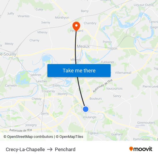 Crecy-La-Chapelle to Penchard map