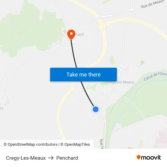 Cregy-Les-Meaux to Penchard map