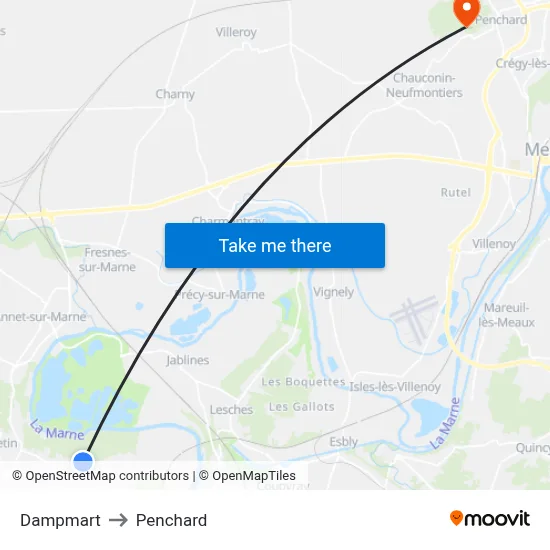 Dampmart to Penchard map