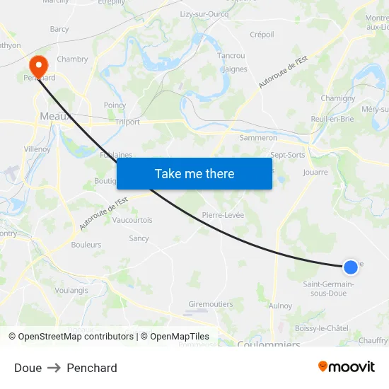 Doue to Penchard map