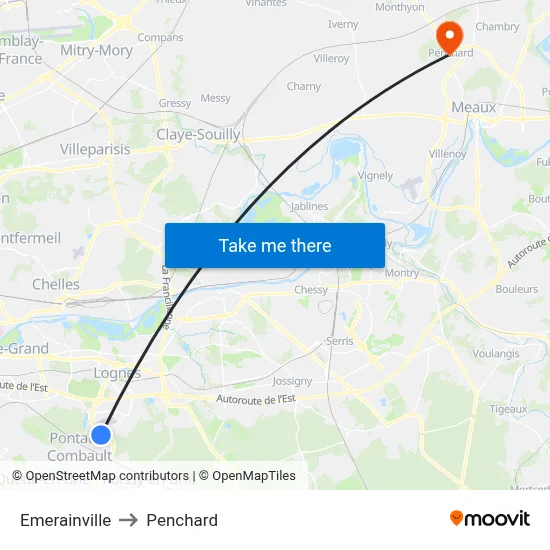 Emerainville to Penchard map