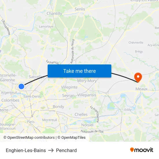 Enghien-Les-Bains to Penchard map