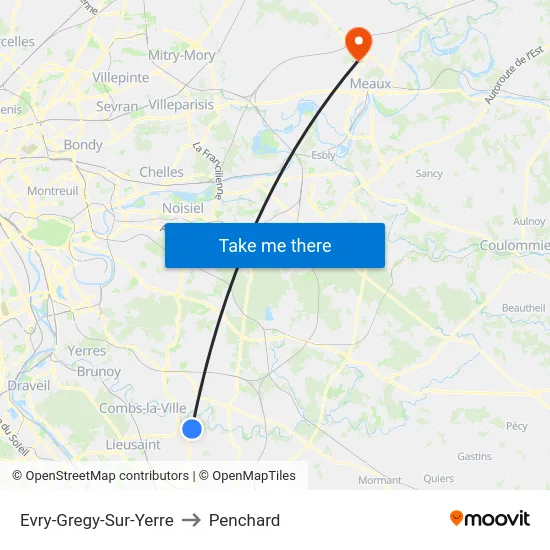 Evry-Gregy-Sur-Yerre to Penchard map