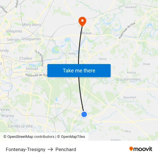 Fontenay-Tresigny to Penchard map