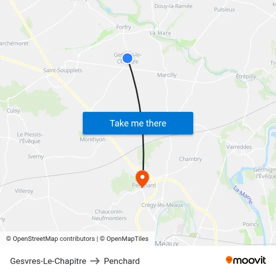 Gesvres-Le-Chapitre to Penchard map