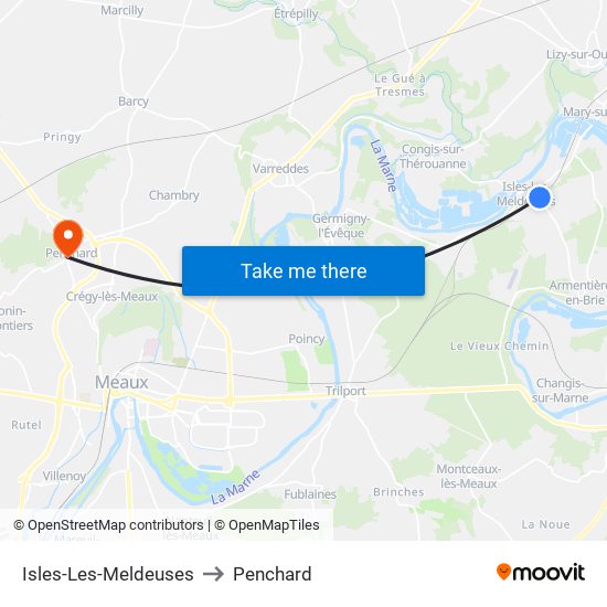 Isles-Les-Meldeuses to Penchard map