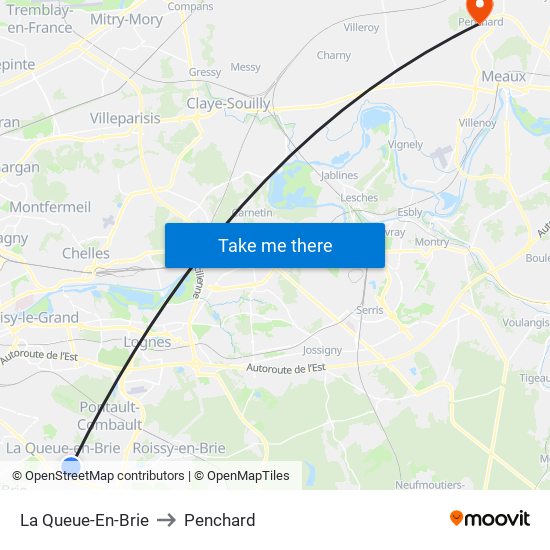 La Queue-En-Brie to Penchard map