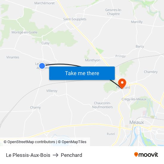 Le Plessis-Aux-Bois to Penchard map