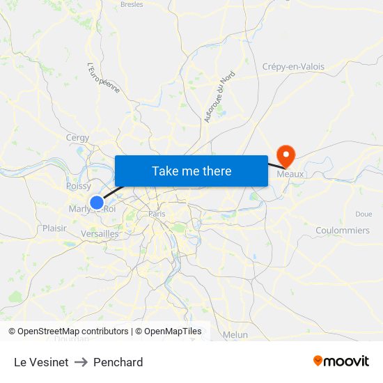 Le Vesinet to Penchard map