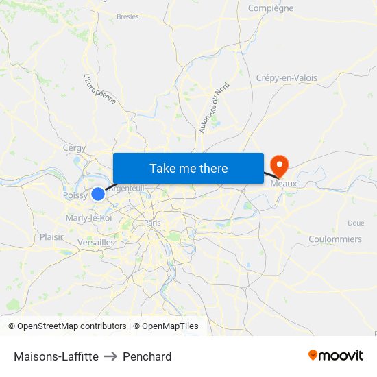 Maisons-Laffitte to Penchard map