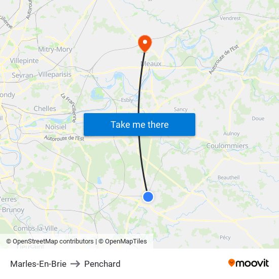 Marles-En-Brie to Penchard map