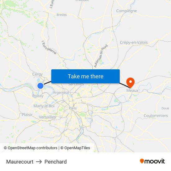 Maurecourt to Penchard map