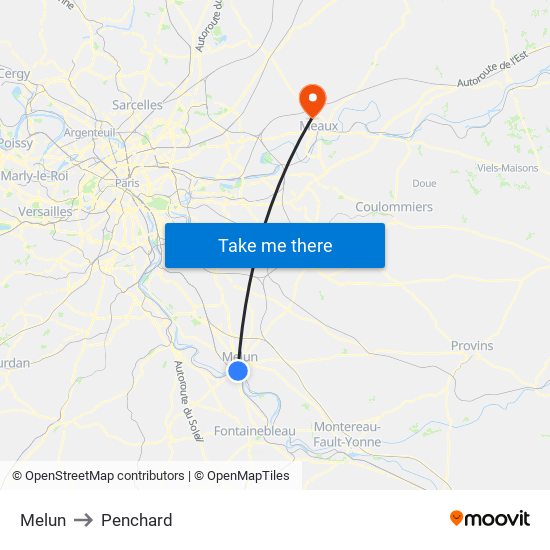 Melun to Penchard map