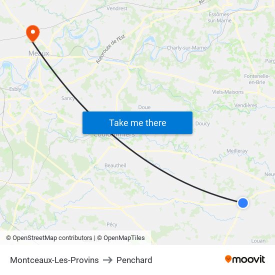 Montceaux-Les-Provins to Penchard map